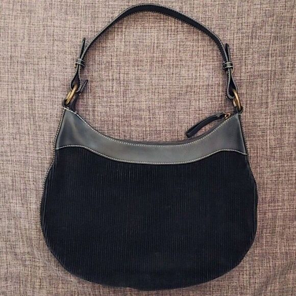 Maxx New York Black Corduroy And Leather Messenger Shoulder Bag Large Purse - Picture 3 of 11